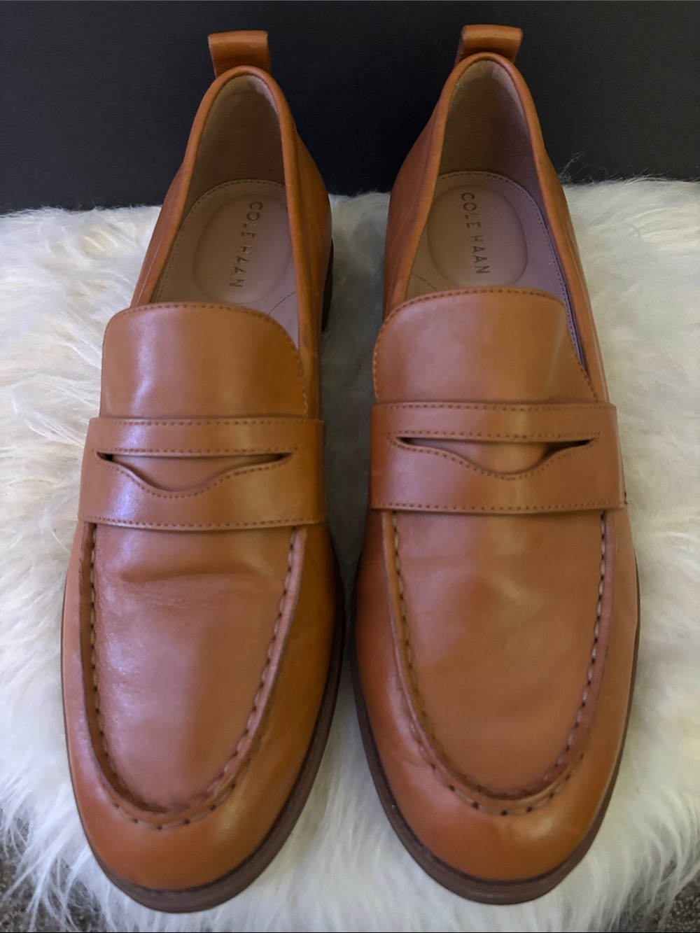 Cole Haan women’s Cognac Leather Penny Loafers